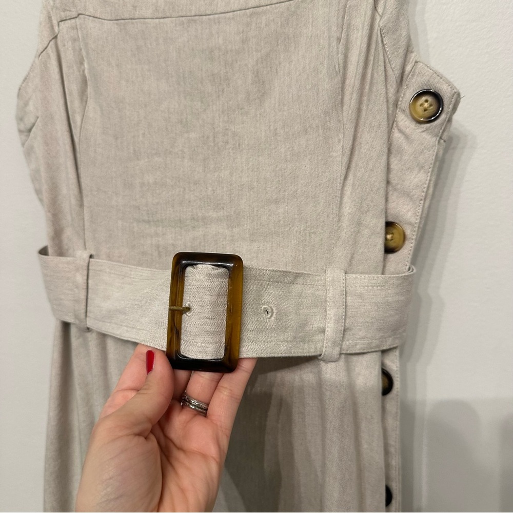 Club Monaco Side Button Linen Midi Dress - Picture 8 of 12